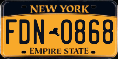 NY license plate FDN0868