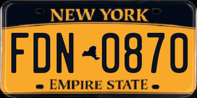 NY license plate FDN0870