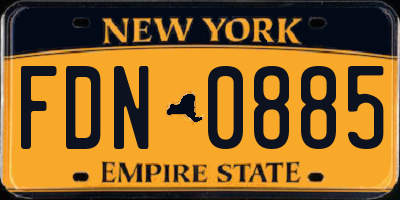 NY license plate FDN0885