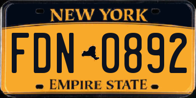 NY license plate FDN0892