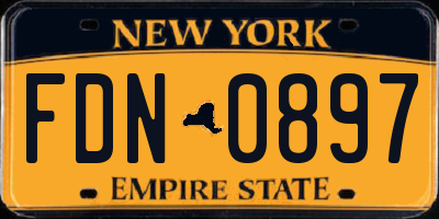 NY license plate FDN0897