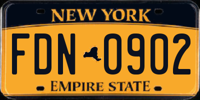 NY license plate FDN0902
