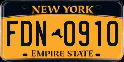 NY license plate FDN0910