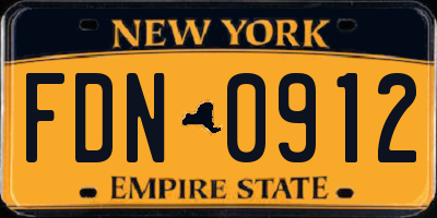 NY license plate FDN0912