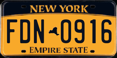 NY license plate FDN0916