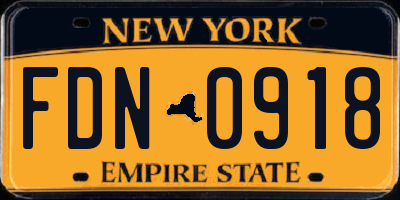 NY license plate FDN0918
