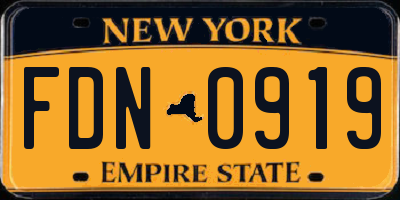 NY license plate FDN0919