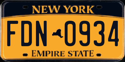NY license plate FDN0934