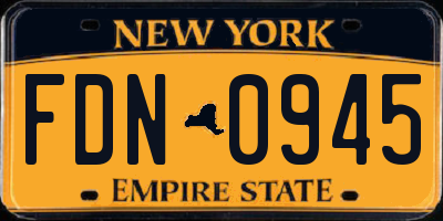 NY license plate FDN0945