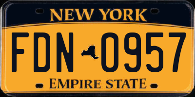 NY license plate FDN0957