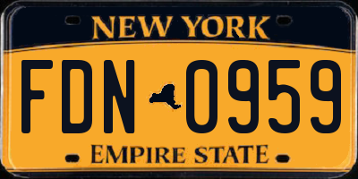 NY license plate FDN0959
