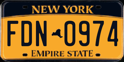 NY license plate FDN0974