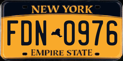NY license plate FDN0976