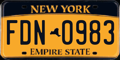 NY license plate FDN0983