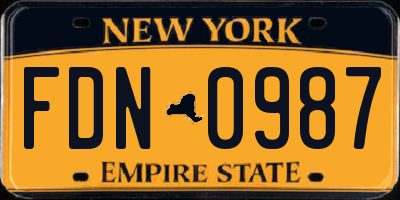 NY license plate FDN0987