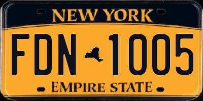 NY license plate FDN1005