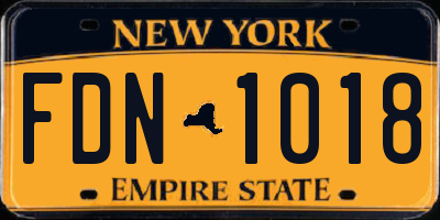 NY license plate FDN1018