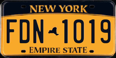 NY license plate FDN1019