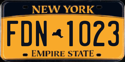 NY license plate FDN1023