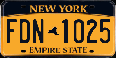 NY license plate FDN1025