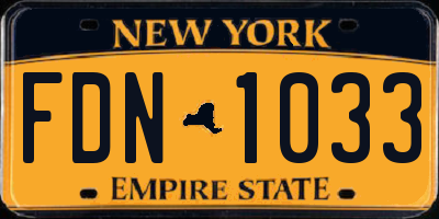 NY license plate FDN1033