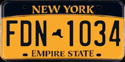 NY license plate FDN1034