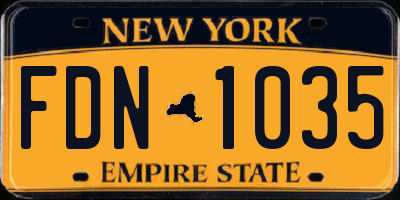NY license plate FDN1035