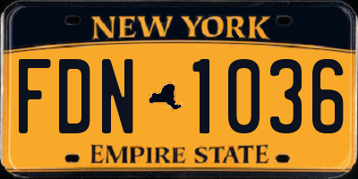 NY license plate FDN1036