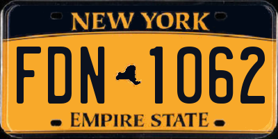 NY license plate FDN1062