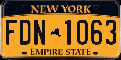 NY license plate FDN1063