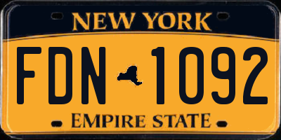NY license plate FDN1092