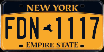 NY license plate FDN1117