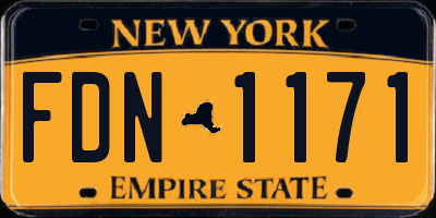NY license plate FDN1171