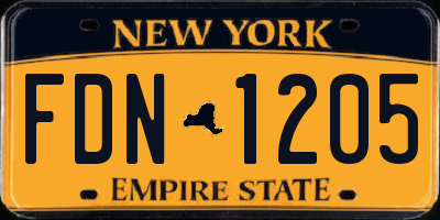 NY license plate FDN1205