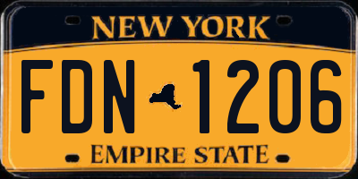 NY license plate FDN1206