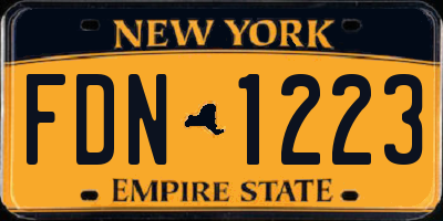 NY license plate FDN1223