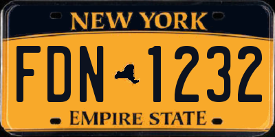 NY license plate FDN1232