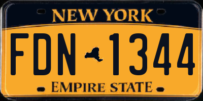 NY license plate FDN1344