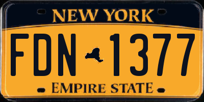 NY license plate FDN1377
