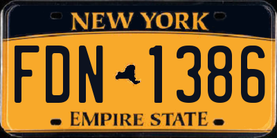 NY license plate FDN1386