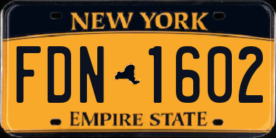 NY license plate FDN1602