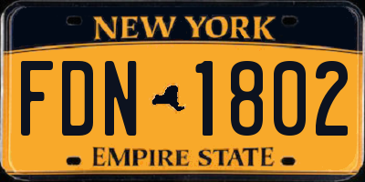 NY license plate FDN1802