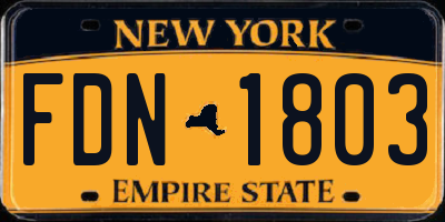 NY license plate FDN1803