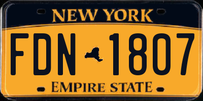 NY license plate FDN1807