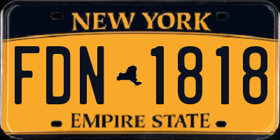 NY license plate FDN1818