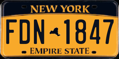 NY license plate FDN1847