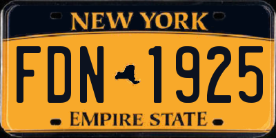 NY license plate FDN1925