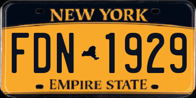 NY license plate FDN1929