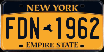 NY license plate FDN1962