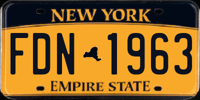 NY license plate FDN1963